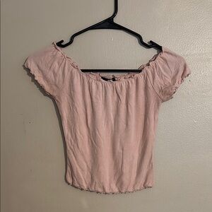 Forever 21 Pink Puff Sleeve Smocked Blouse